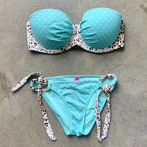 🔥🔥baby blue and leopard print VS bikini top